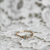 Unique! Mini Elise Ring with an Olive Green Sapphire and Chocolate Diamonds