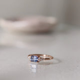 One-Of-A-Kind Cluster Ring with an Indigo Blue Sapphire and Diamonds in Rose Gold (0.69 CT)