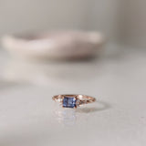 One-Of-A-Kind Cluster Ring with an Indigo Blue Sapphire and Diamonds in Rose Gold (0.69 CT)