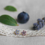 Secret Garden Flower Stud - Blueberry