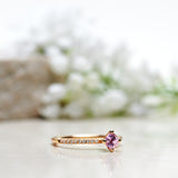 Finished: Not At All Tiny Sparkle Ring with a Squared Cushion Cut Pink Sapphire and Diamonds