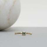 Finished: Low Set Not At All Tiny Ring with an Olive Green Sapphire