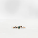 Finished: 24-Hour Auction! Elise Ring with Olive Green Sapphire and Champagne Diamonds