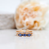 Finished: Brigitte Ring with Light Blue Sapphires & Dark Blue Sapphires