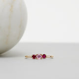 Finished: Edith Little Sparkle Ring with Light Pink Sapphire, Red Rubies and Diamonds TWVS