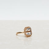 Solitaire Ring with White Topaz and Diamond Halo