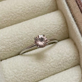 Finished: Low Set Solitaire Ring in White Gold with Light Pink Morganite