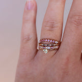 Finished: Idun Curved Diamond Band with Hot Pink Sapphires and Diamonds