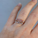 Finished: Idun Curved Diamond Band with Hot Pink Sapphires and Diamonds