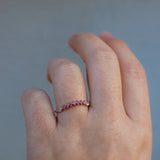 Finished: Idun Curved Diamond Band with Hot Pink Sapphires and Diamonds