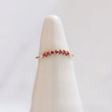 Finished: Idun Curved Diamond Band with Hot Pink Sapphires and Diamonds