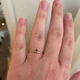 Finished: Lily Tiny Diamond Drop Ring in Rose Gold with Dark Blue Sapphire