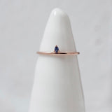 Finished: Lily Tiny Diamond Drop Ring in Rose Gold with Dark Blue Sapphire