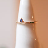 Finished: Lily Tiny Drop Ring with Blue Sapphire Drop and Brilliant Green Tourmalines