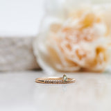 Finished: Lily Tiny Drop Ring with an Olive Green Sapphire Drop and Chocolate Diamond Row