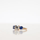 Edith Ring with 1.29 CT Diamond and two 0.55 CT Blue Sapphires (Total 2.40 CT)