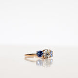 Edith Ring with 1.29 CT Diamond and two 0.55 CT Blue Sapphires (Total 2.40 CT)