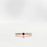 Not So Tiny Sparkle Ring with Red Ruby and Champagne Diamonds