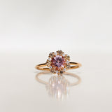 One-Of-A-Kind Flower Ring with Light Pink Morganite and a halo of Champagne Diamonds and Diamonds (1.48 CT)