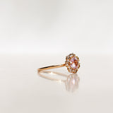 One-Of-A-Kind Flower Ring with Light Pink Morganite and a halo of Champagne Diamonds and Diamonds (1.48 CT)