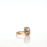 Solitaire Ring with Aquamarine and Diamond Halo