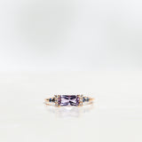 One-Of-A-Kind Cluster Ring with a Repurposed Radiant-Cut Lavender Sapphire, Light Blue Brilliant Sapphires and Brilliant Diamonds (1.18 CT)