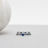 Finished: Low Set Not So Tiny Sparkle Ring in White Gold with Blue Sapphires
