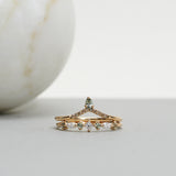 Finished: Hilda Ring with Olive Green Sapphires and Diamonds