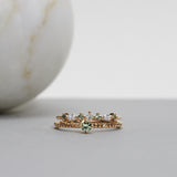 Finished: Hilda Ring with Olive Green Sapphires and Diamonds